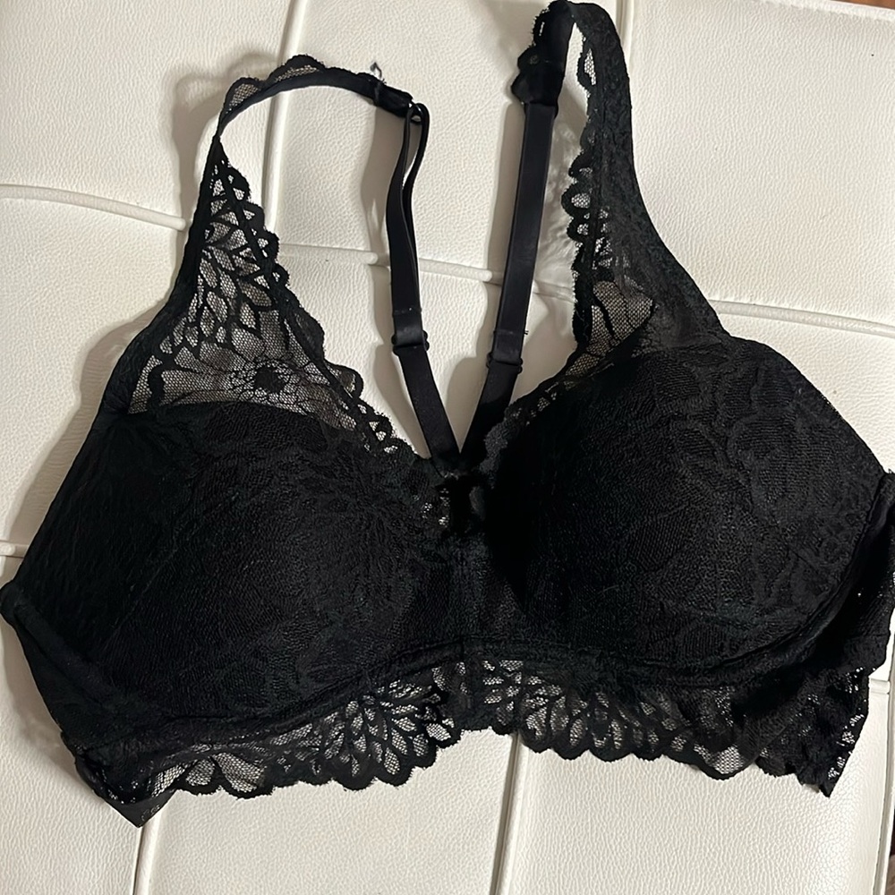 Black lace push up bralette